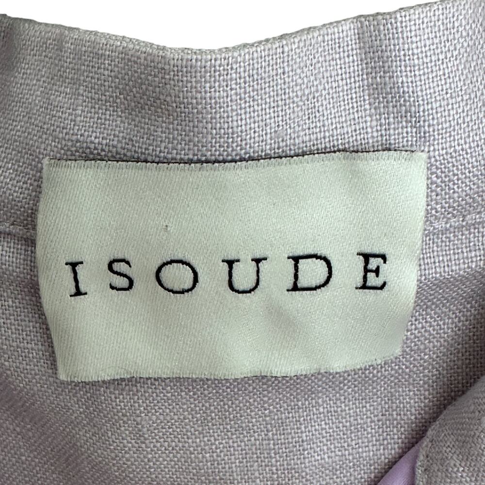 Isoude Mandarin Collar European Linen Dress Lavender Medium - Picture 4 of 16